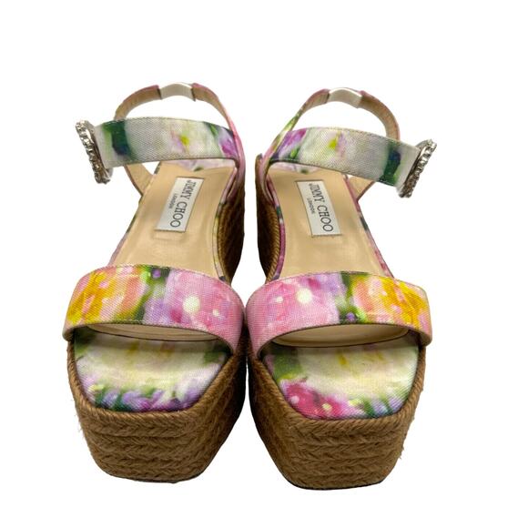 Jimmy Choo Mirabelle Crystal Embellished Wedges Sandals EU 37 - Picture 2 of 9